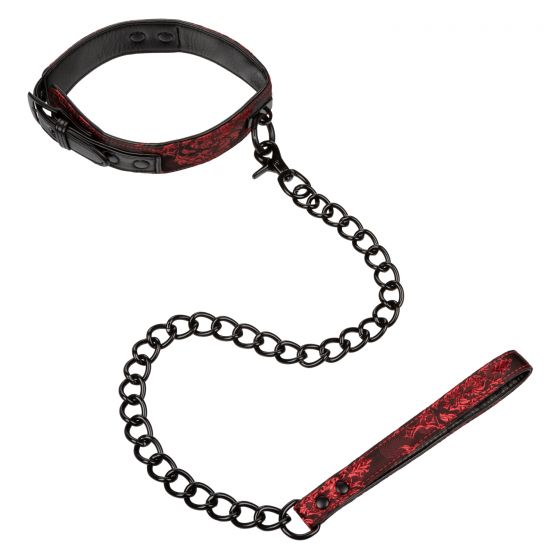 Calexotics Scandal Collar with Leash - Red-Bondage & Fetish - Cuffs & Restraints-CalExotics-Danish Blue Adult Centres
