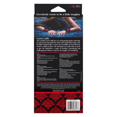 Calexotics Scandal Corset Cuffs - Red-Bondage & Fetish - Cuffs & Restraints-CalExotics-Danish Blue Adult Centres