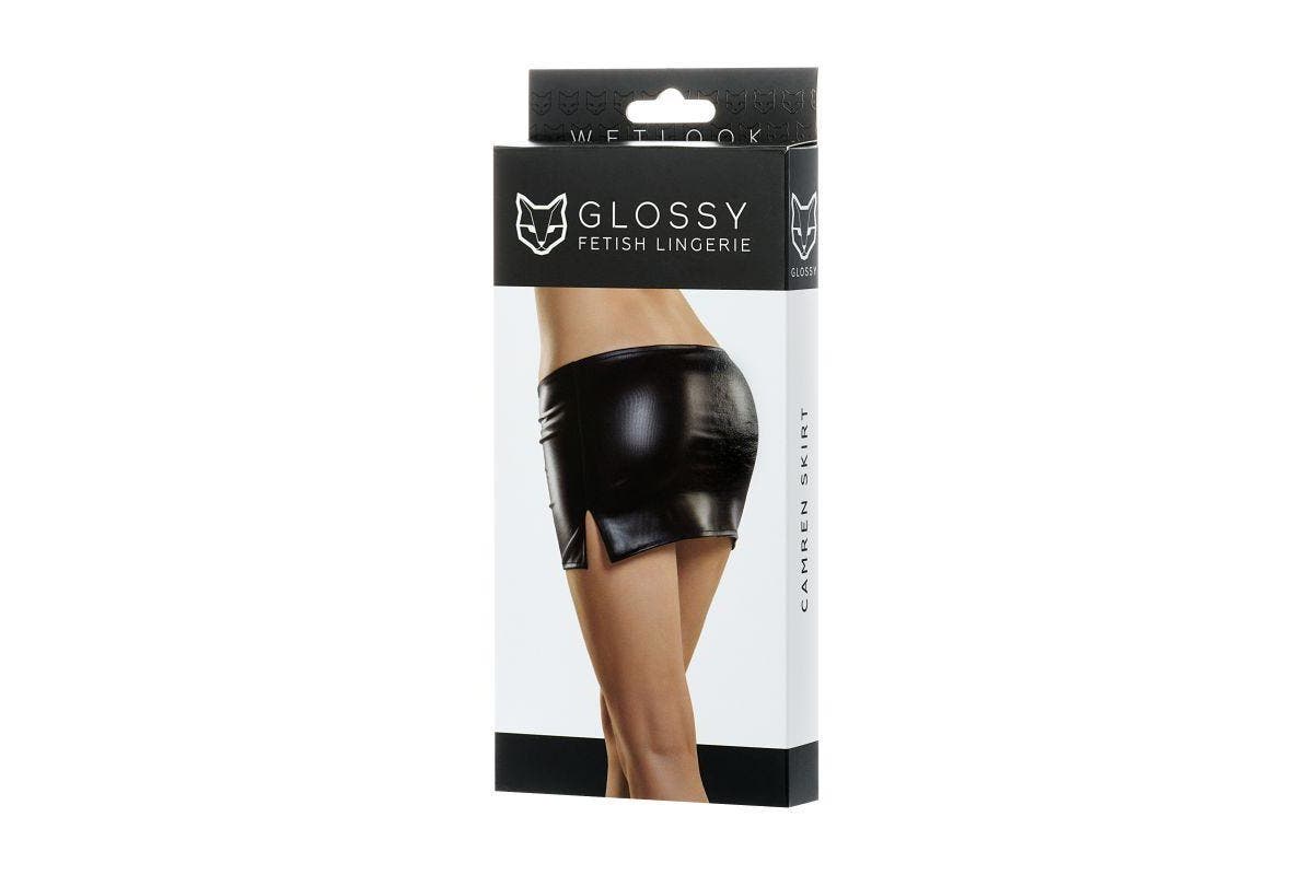 Glossy Wetlook Skirt Camren - Small-Clothing - Skirts& - Shorts-Glossy-Danish Blue Adult Centres