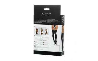 Glossy Wet Look Thigh High Lotis - Small-Clothing - HosieryStockings-Glossy-Danish Blue Adult Centres