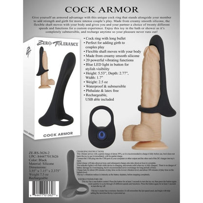 Zero Tolerance Cock Armor, Rechargeable Vibrator (Black)-Adult Toys - Strap On-Zero Tolerance-Danish Blue Adult Centres
