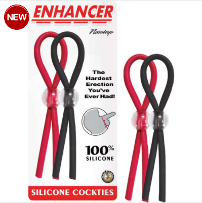 Enhancer - Silicone Cockties Red and black-Adult Toys - Cock Rings-Nasstoys-Danish Blue Adult Centres