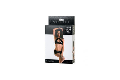 Glossy Wetlook Set Brianna - Small-Clothing - Bra & Panty Sets-Glossy-Danish Blue Adult Centres