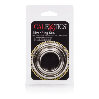 CalExotics Silver Ring Set - Set of 3 Assorted Sizes (Silver)-Adult Toys - Cock Rings - Metal& - steel-CalExotics-Danish Blue Adult Centres