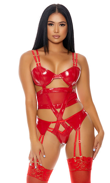 Forplay - Double The Mesh Teddy Set-Clothing - Teddy-Forplay-Danish Blue Adult Centres