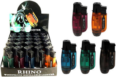 Jet Flame 3inch Refillable Lighter Y109 (Assorted)-Unclassified-Rhino-Danish Blue Adult Centres