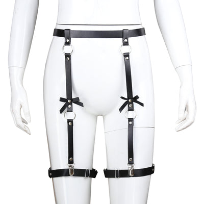 Leather Leg Harness with Bows-Unclassified-Poison Rose-Danish Blue Adult Centres
