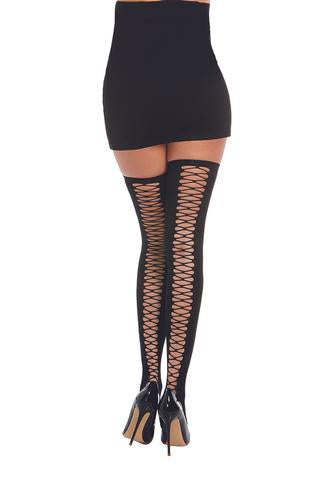 Dreamgirl Opaque Lace-Up Thigh High O/S