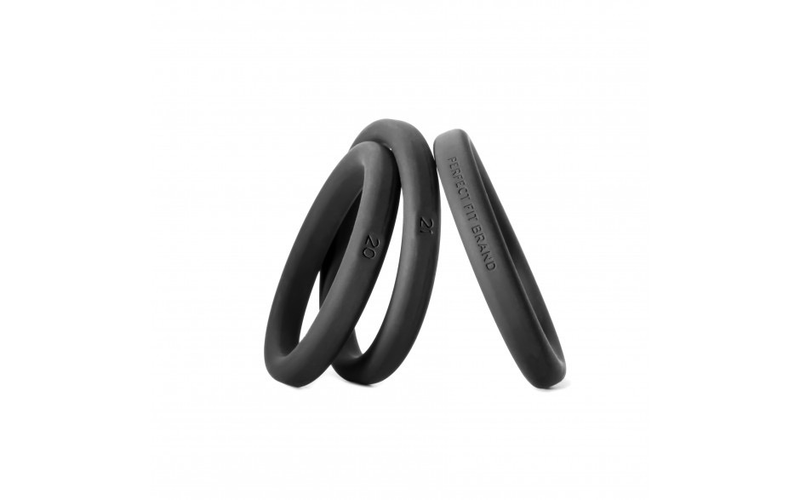 Perfect Fit Xact Fit 3 Silicone Rings - X-Large (Black)-Adult Toys - Cock Rings-Perfect Fit-Danish Blue Adult Centres
