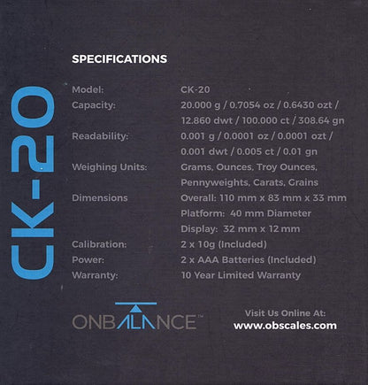 0.001g/20g CK-20 On-Balance Carat Scale (Black)-Lifestyle - Scales - 0.001-On Balance-Danish Blue Adult Centres