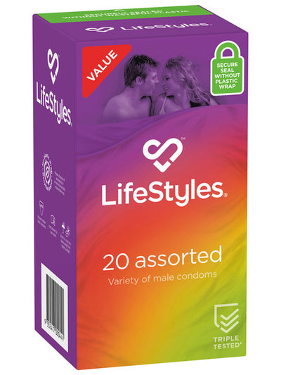 Lifestyles Assorted Condoms - 20PK-Lubricants & Essentials - Condoms-Ansell-Danish Blue Adult Centres