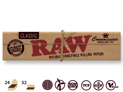 Raw Classic Connoisseur King Size Slim Cig. Papers + Tips-Lifestyle - Smoking Accessories-RAW-Danish Blue Adult Centres