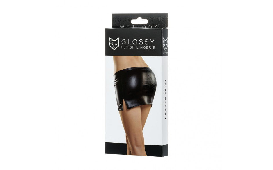 Glossy Wetlook Skirt Camren - Medium-Clothing - Skirts& - Shorts-Glossy-Danish Blue Adult Centres