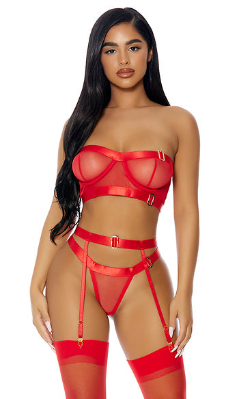 Forplay - Good As Gold Set-Clothing - Bra & Panty Sets-Forplay-Danish Blue Adult Centres