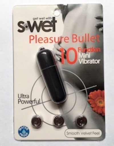 S-Wet 10 Speed Vibrating Pleasure Bullet (BTW-17) Black-Vibrators - Bullets-NU Sensuelle-Danish Blue Adult Centres