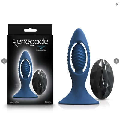 Renegade Vibrating V2 Remote Silicone Plug Blue-Adult Toys - Anal - Plugs-NS Novelties-Danish Blue Adult Centres