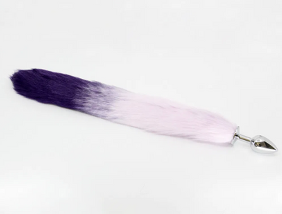 Love In Leather - Purple Fox Tail w Aluminium Butt Plug (Medium)-Adult Toys - Anal - Plugs-Love In Leather-Danish Blue Adult Centres