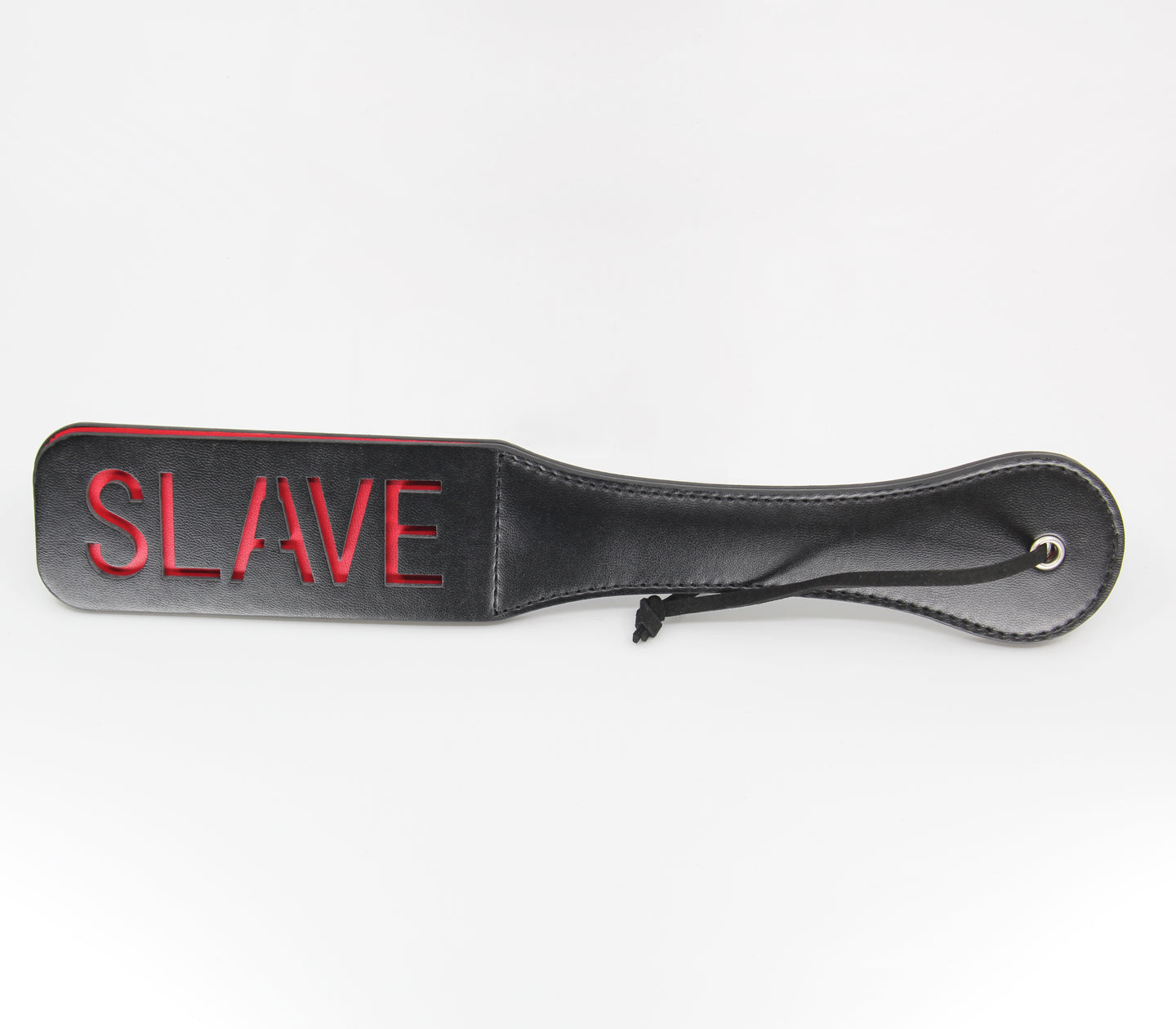 Love In Leather- "Slave" Faux Leather Paddle (Black)-Bondage & Fetish - Crops & Paddles-Love In Leather-Danish Blue Adult Centres
