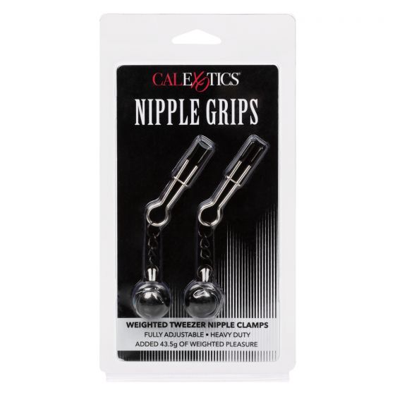 Nipple Grips Weighted Tweezer Nipple Clamps-Bondage & Fetish - Nipple Play-CalExotics-Danish Blue Adult Centres