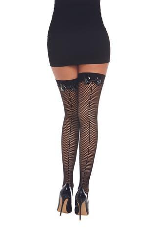 Dreamgirl Diamond Net Thigh High W/ Bow O/S-Unclassified-Dreamgirl-Danish Blue Adult Centres