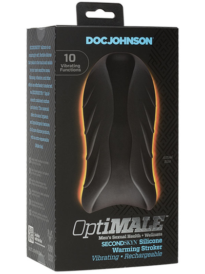 Doc Johnson OptiMALE Silicone Auto-Heating Vibrating Stroker (Black/Slate)-Unclassified-Doc Johnson-Danish Blue Adult Centres