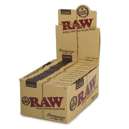 RAW Classic Rolling Papers Connoisseur 1 1/4 + Filter Tips-Lifestyle - Smoking Accessories-RAW-Danish Blue Adult Centres