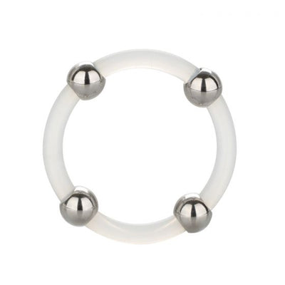 CalExotics Steel Beaded Silicone Ring Large (Clear)-Adult Toys - Cock Rings-CalExotics-Danish Blue Adult Centres