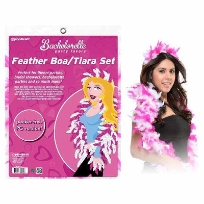 Pipedream Bachelorette Party Favors Feather Tiara And Boa Set (Pink)-Novelty-Pipedream-Danish Blue Adult Centres