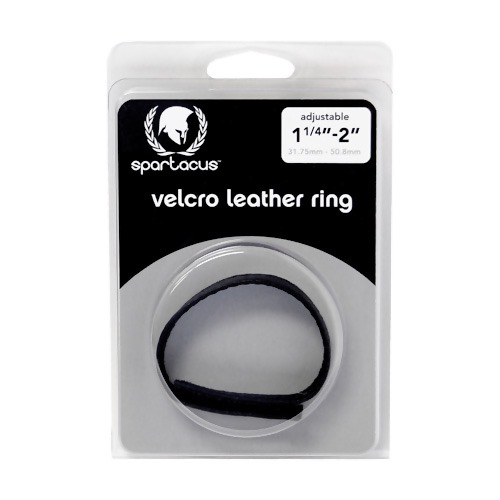 Spartacus Velcro Leather Cock Ring 1.25inch-2inch (Black)-Adult Toys - Cock Rings-Spartacus-Danish Blue Adult Centres