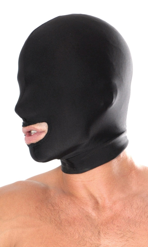 Pipedream Fetish Fantasy Spandex Open Mouth Hood (Black) - One Size-Bondage & Fetish - Mask, Hood, Blindfolds-Pipedream-Danish Blue Adult Centres