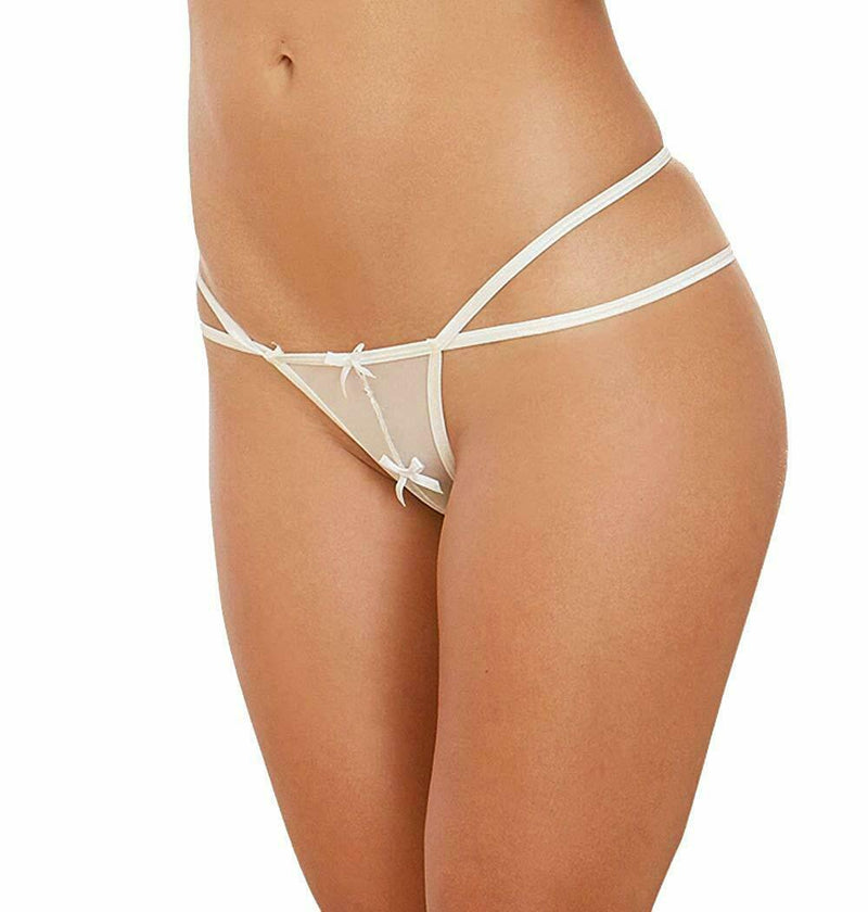Dreamgirl Open Crotch Panty - O/S (White)-Clothing - Panties-Dreamgirl-Danish Blue Adult Centres
