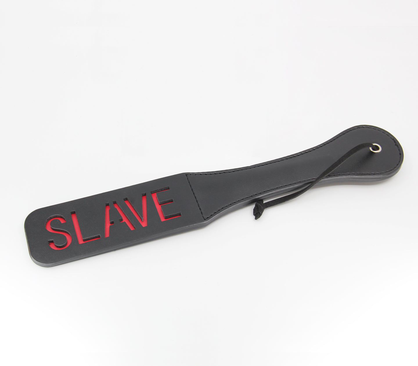 Love In Leather- "Slave" Faux Leather Paddle (Black)-Bondage & Fetish - Crops & Paddles-Love In Leather-Danish Blue Adult Centres