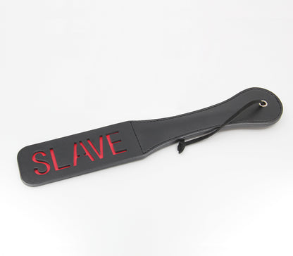 Love In Leather- "Slave" Faux Leather Paddle (Black)-Bondage & Fetish - Crops & Paddles-Love In Leather-Danish Blue Adult Centres