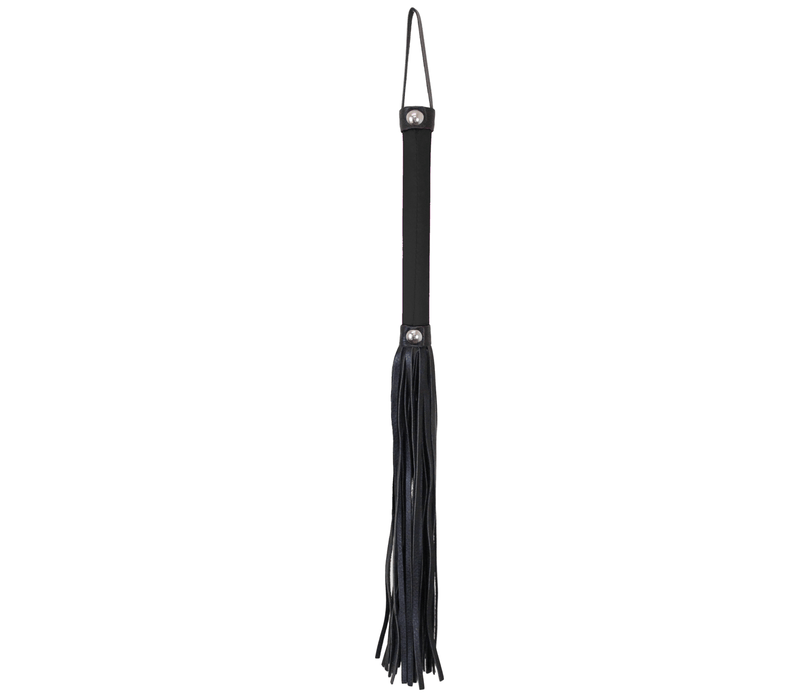 WHI036 Satin Handled Flogger 38cm Black-Bondage & Fetish - Floggers & Whips-Love In Leather-Danish Blue Adult Centres