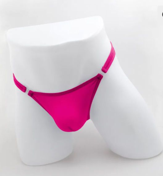 Love In Leather - Mens Lycra G-String With Quick Release Clips Pink - Medium-Clothing - Underwear & Panties - Mens Room in Front-Love In Leather-Danish Blue Adult Centres