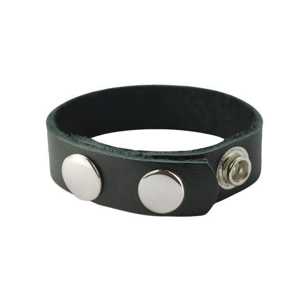 Spartacus Leather Snap Oiltan Cock Ring 1.2 Inch (Black)-Adult Toys - Cock Rings-Spartacus-Danish Blue Adult Centres