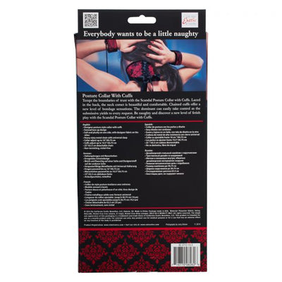 Calexotics Scandal Posture Collar with Cuffs - Red-Bondage & Fetish - Cuffs & Restraints-CalExotics-Danish Blue Adult Centres