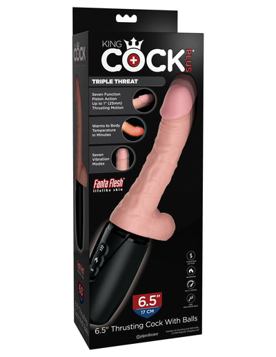 King Cock Plus 6.5" Thrusting Cock with Balls-Adult Toys - Dildos - Vibrating-King Cock-Danish Blue Adult Centres