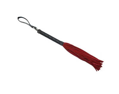 Love In Leather - Black Flogger w Red Tails-Bondage & Fetish - Crops & Paddles-Love In Leather-Danish Blue Adult Centres