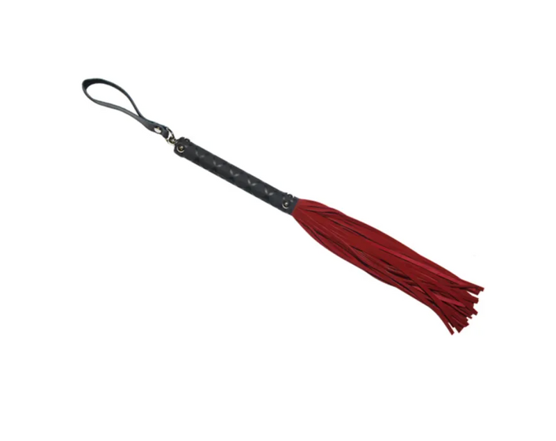 Love In Leather - Black Flogger w Red Tails-Bondage & Fetish - Crops & Paddles-Love In Leather-Danish Blue Adult Centres
