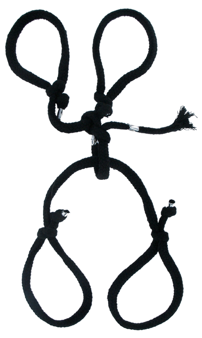 Pipedream Fetish Fantasy Silk Rope Hogtie Set (Black)-Bondage & Fetish - Cuffs & Restraints-Pipedream-Danish Blue Adult Centres