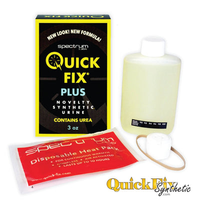 Quick Fix Plus 6.3 synthetic urine kit with heating pad and temperature strip
