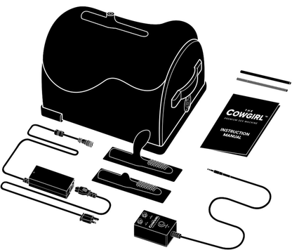 The Cowgirl sex machine full view with attachments