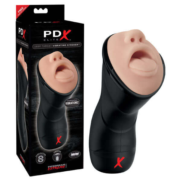 PDX Elite Deep Throat Vibrating Stroker-Adult Toys - Masturbators - AutomaticMachines-pdx-Danish Blue Adult Centres