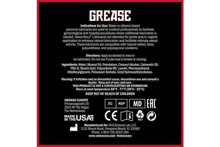 Swiss Navy Grease Lubricant 473ml-Lubricants & Essentials - Lube - Fisting-Swiss Navy-Danish Blue Adult Centres