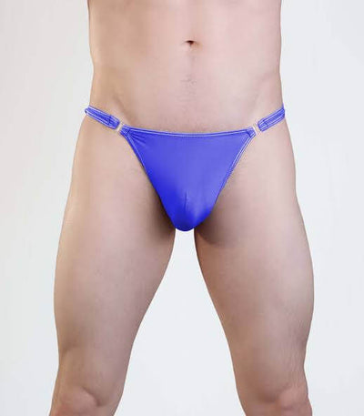 Love In Leather - Mens Lycra G-String With Quick Release Clips Blue-Clothing - Underwear & Panties - Mens& - Room in Front-Love In Leather-Danish Blue Adult Centres