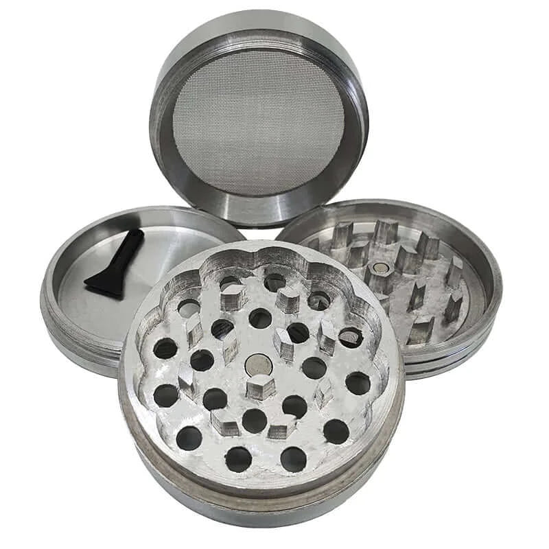 Magnetic 4-Tier Grinder (Chrome) - 4.5cm x 5cm-Lifestyle - Smoking Accessories-Agung-Danish Blue Adult Centres