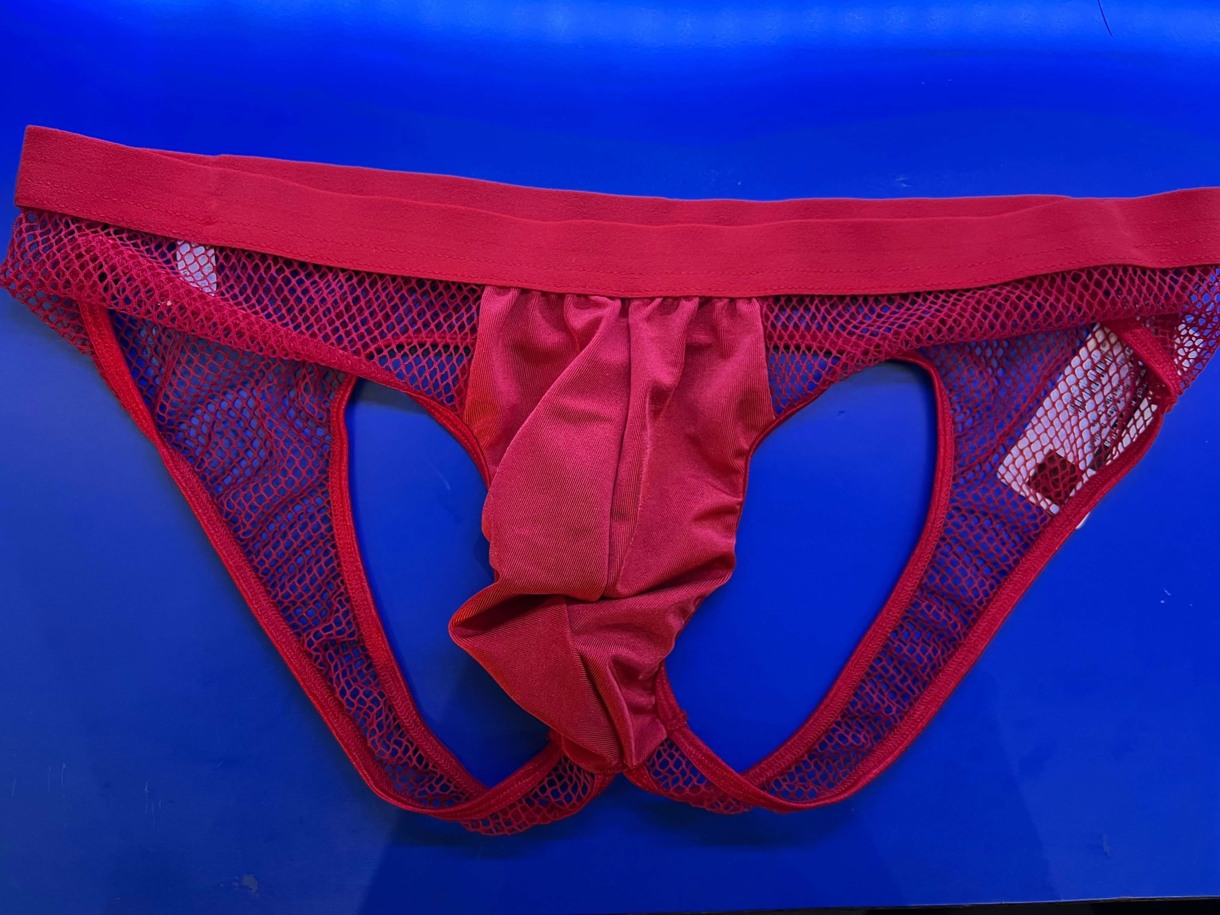 Men's Mesh Bumless Brief-Clothing - Underwear & Panties - Mens Room in Front-Poison Rose-Danish Blue Adult Centres