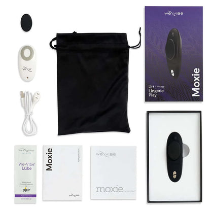 We-Vibe Moxie+ Panty Vibrator w/ Magnetic Clip & App Control Black-Adult Toys - Vibrators - Remote Controllable-We-Vibe-Danish Blue Adult Centres