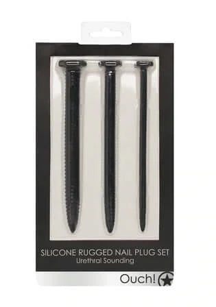 Silicone Screw Plug Set - Urethral Sounding - Black-Urethral Toys, Dilators and Sounding Sex Toys-Ouch-Danish Blue Adult Centres